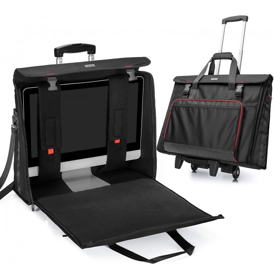 CURMIO Rolling Carrying Bag with Wheels Compatible with Apple iMac 27 inch Desktop Computer, Detachable Trolley Storage Case Compatible with iMac 27” Monitors and Accessories, Black (Patented Design) CURMIO Rolling Carrying Bag with Wheels Compatible with Apple iMac 27 inch Desktop Computer, Detachable Trolley Storage Case Compatible with iMac 27” Monitors and Accessories, Black (Patented Design)